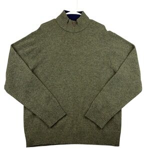 Bonobos Sweater Mens XL Green Lambswool Quarter Zip Mock Neck Knit Pullover